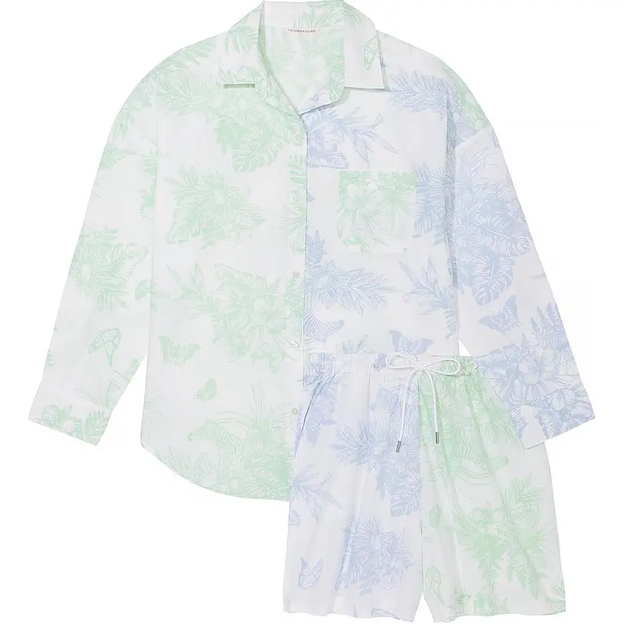 Victoria's Secret Pink Cotton Long Sleeve Shi/GM&BCTT Pajama Set Women's Mint