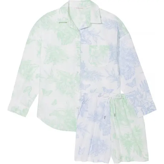 Victoria's Secret Pink Cotton Long Sleeve Shi/GM&BCTT Pajama Set Women's Mint