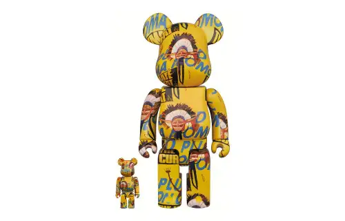 BE@RBRICK 1000%400%100% Art Series Andy Warhol Andy Warhol BASQUIAT Yellow Trendy Doll 7cm/28cm/70cm
