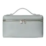 Loro Piana ExtraPocket Grain Calfskin Makeup Bag Small Square Bag Handbag, Shoulder Bag Women's Eucalyptus & Light Blue
