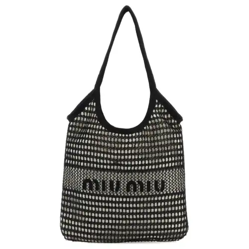 MIU MIU Yarn With Linen Handbag Women's Black