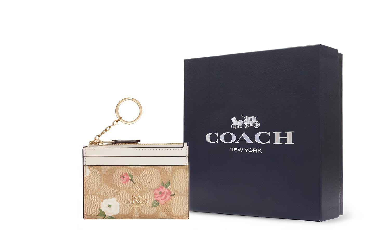 Женский кошелек COACH Skinny Id Case (бежево-розовый) — фото 7