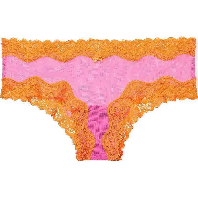 Женские трусы Victoria's Secret Tease Mesh Lace Cheeky (ярко-розовые)