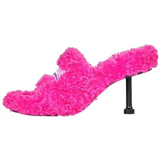 Balenciaga Furry 80mm Sandal Heels 'Pink' Women's