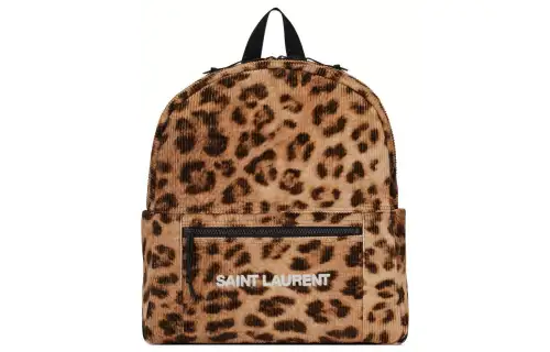 SAINT LAURENT Nux Cotton Backpack Men's Leopard Print