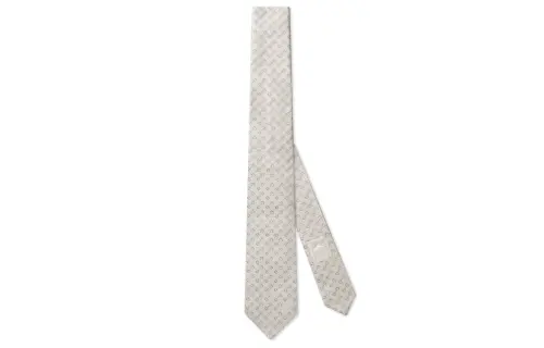 GUCCI Horsebit Silk Ties Unisex Gray