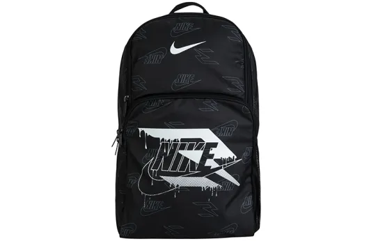 Nike 29L 3-брендовая серия, рюкзак из полиэфирного волокна большой емкости с принтом и множеством карманов, обычные мужчины и женщины, модель для пары в одном стиле, черный