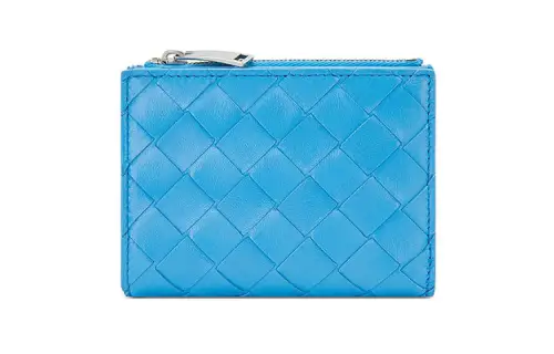 Bottega Veneta Sheepskin Wallet Unisex Blue