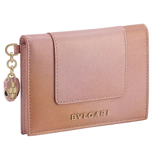 BVLGARI Serpenti Forever Goatskin Wallet, Card Holder Women's Pink