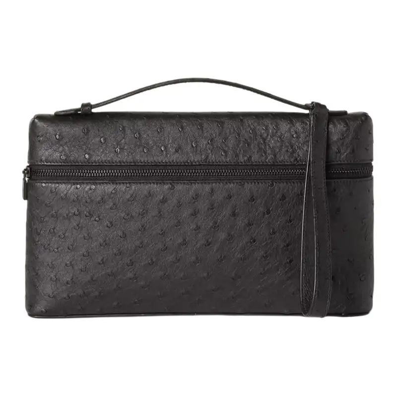 Loro Piana Ostrich Leather Handbag Men's Black