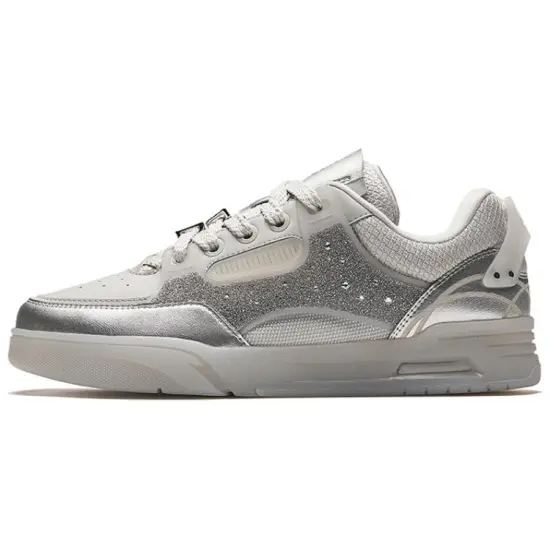 ANTA AOJIE Skateboard Shoes Women's Low-Top Gray Silver