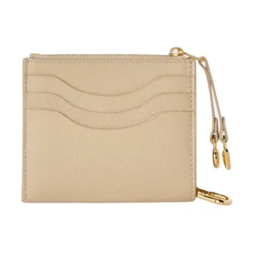 Loro Piana Grain Cow Leather Card Holder Women's Light Beige