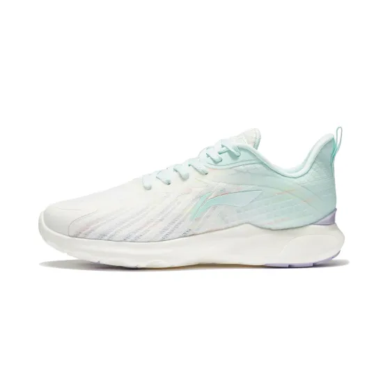 LiNing Qingyi Cushioned Anti-Slip Wear-Resistant Breathable Lightweight Low-Top Running Shoes Women's White Blue