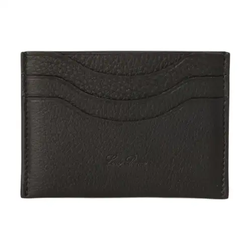 Loro Piana Grain Cow Leather Card Holder Men's Black