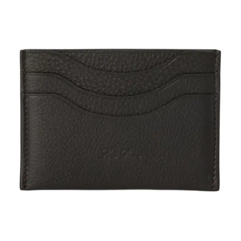 Loro Piana Grain Cow Leather Card Holder Men's Black