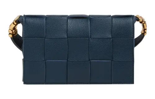Bottega Veneta CASSETTE Cow Leather Shoulder Bag Unisex Dark Blue