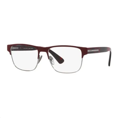PRADA Metal Browline Eyeglass Frames Unisex Red