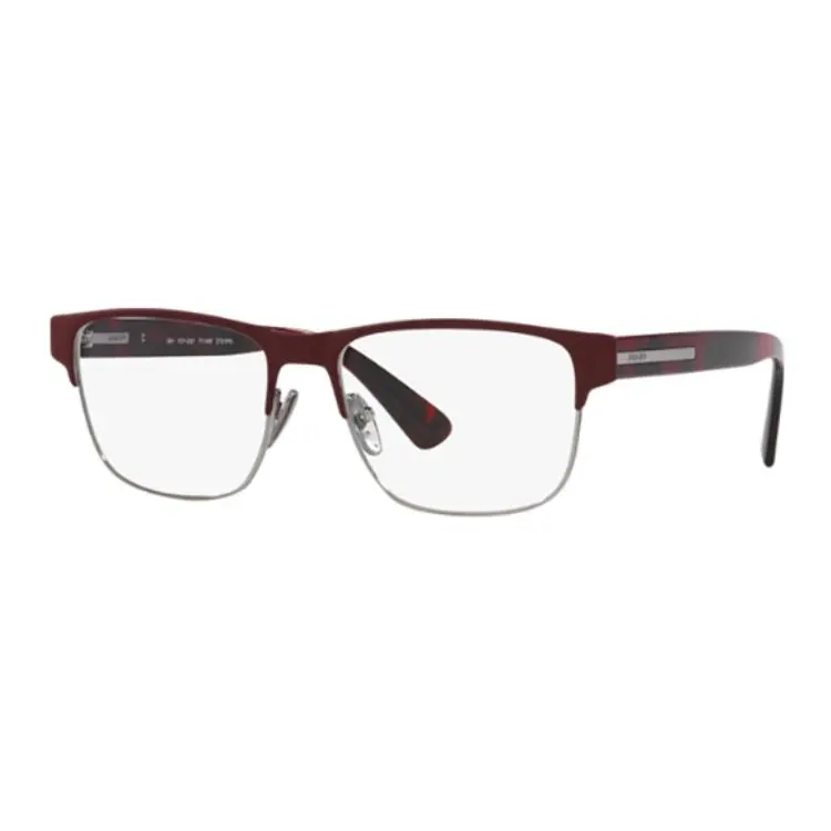 PRADA Metal Browline Eyeglass Frames Unisex Red