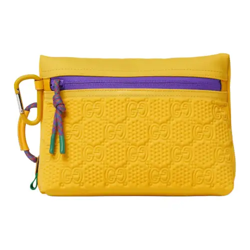 GUCCI Diving Fabric Clutch Small Unisex Yellow