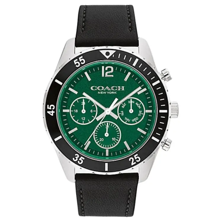 COACH Wrist Watches Quartz Movement Leather Strap 44mm Green Dial Unisex 30m Water Resistant