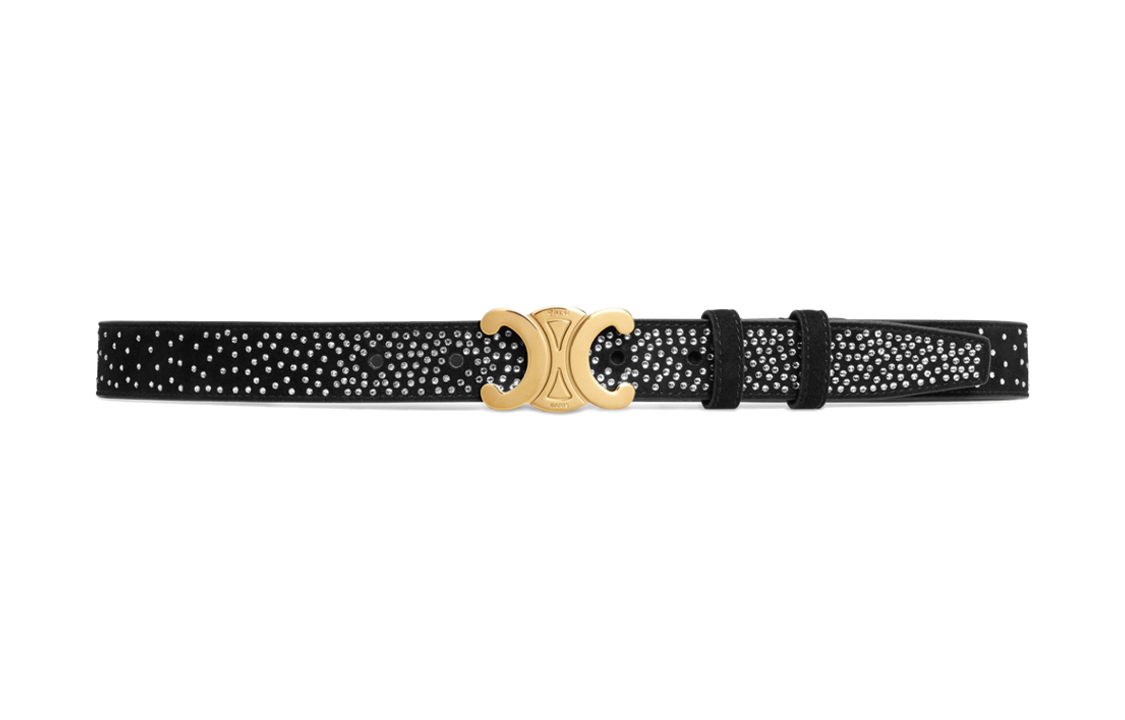CELINE Medium Triomphe Belt In Suede Goatskin With Strass