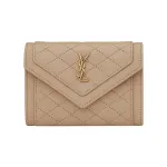SAINT LAURENT GABY Sheepskin Wallet Small Women's Dark Beige