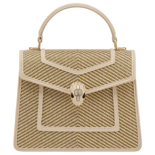 BVLGARI Serpenti Forever Fabric Shoulder Bag, Crossbody Bag, Handbag Medium Women's Beige