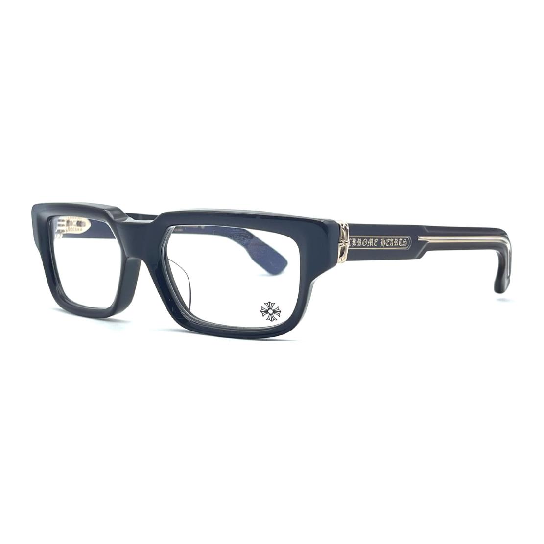 Chrome Hearts Acetate Silver Rectangular Eyeglass Frames Men's Dark Blue