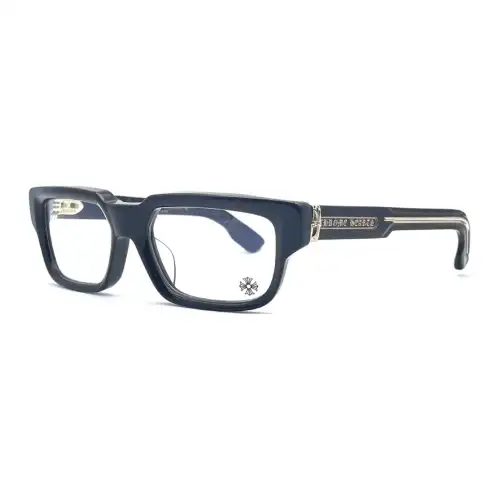 Chrome Hearts Acetate Silver Rectangular Eyeglass Frames Men's Dark Blue