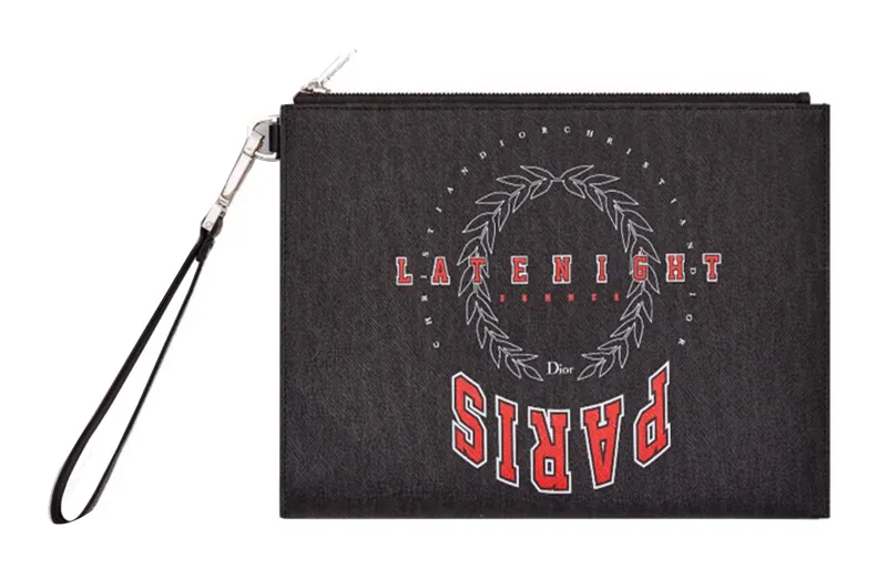 DIOR Print Cow Leather Clutch Unisex Black/Red