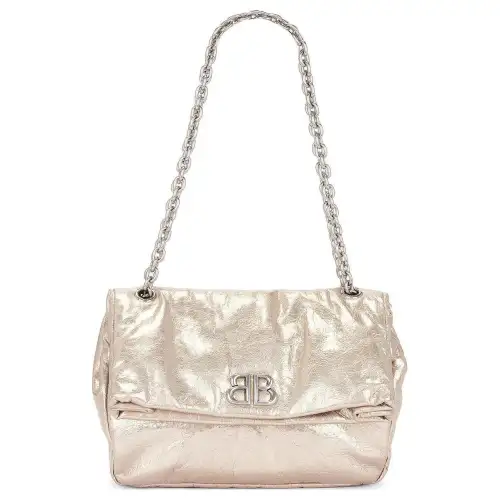 Balenciaga Logo Plaque Metallic Shoulder Bag