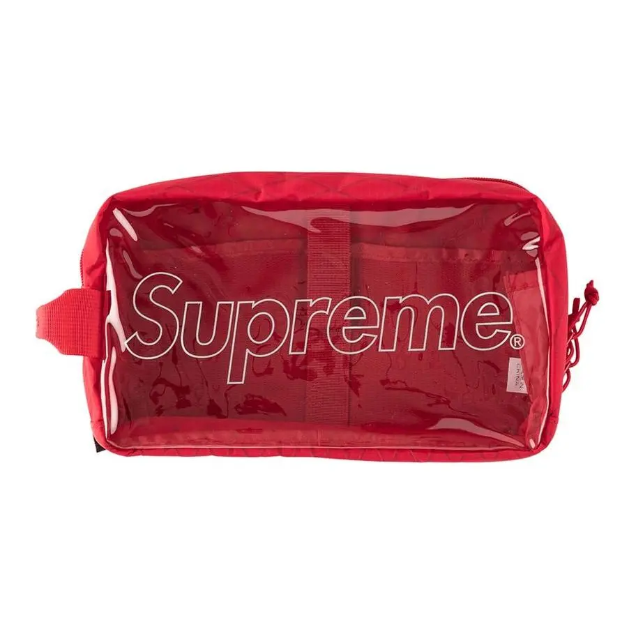 Supreme FW18 PVC Polyvinyl Chloride Toiletry Travel Storage Bag Unisex Red