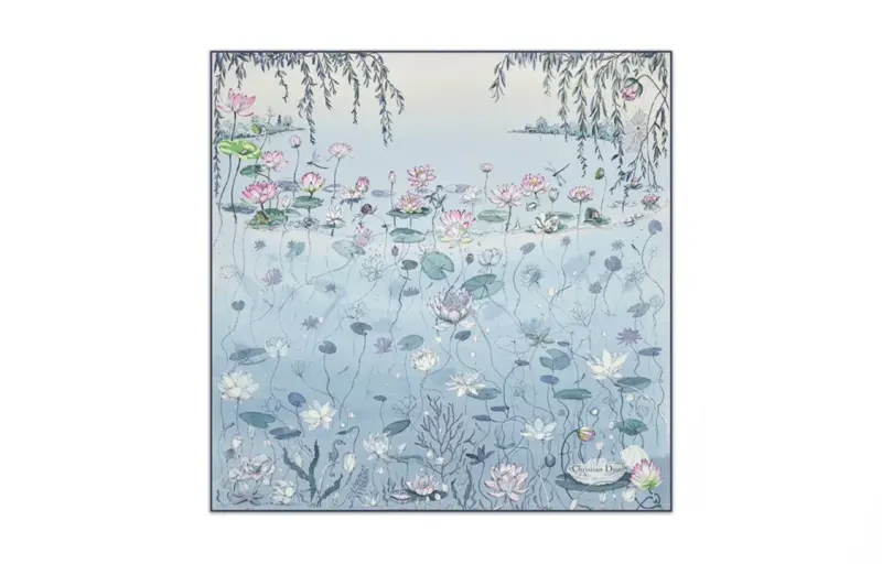 DIOR Silk Twill Scarves Women's Blue