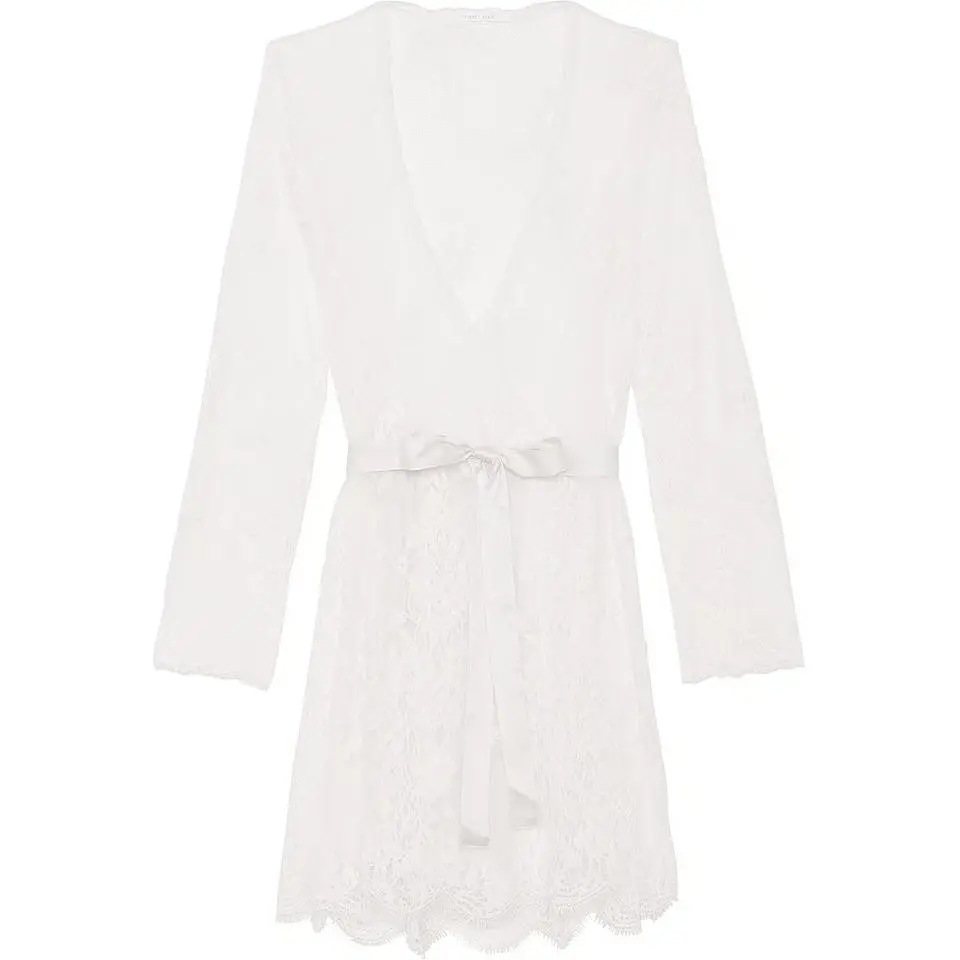 Victoria's Secret Sheer Lace Wrap Robe Sleep Robe Women's Coconut White