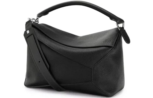 LOEWE Puzzle Grained Calfskin Shoulder Bag, Crossbody Bag, Handbag Large Unisex Black