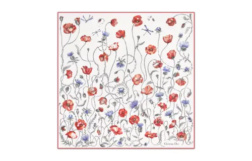DIOR Silk Twill Scarves Women's White