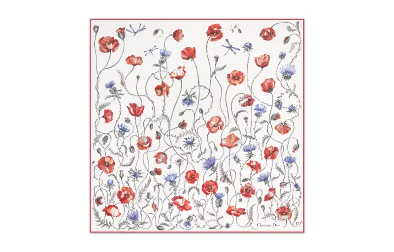 DIOR Silk Twill Scarves Women's White
