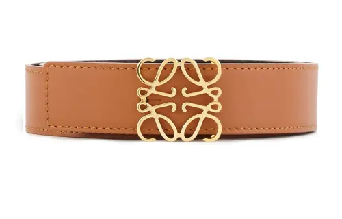 LOEWE Reverse Lettering, Smooth Buckle Calfskin Leather Belts Men's Brown Width 3.2cm