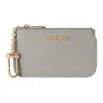 GUCCI Leather Key Pouch Unisex Light Gray