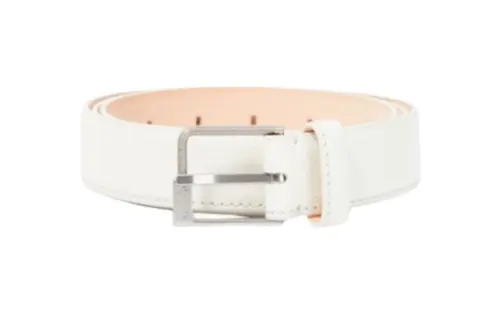 Maison Margiela Cut Badge Leather Belts Men's White