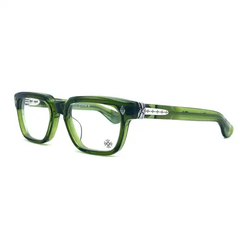 Chrome Hearts Acetate Silver Rectangular Eyeglass Frames Men's Green