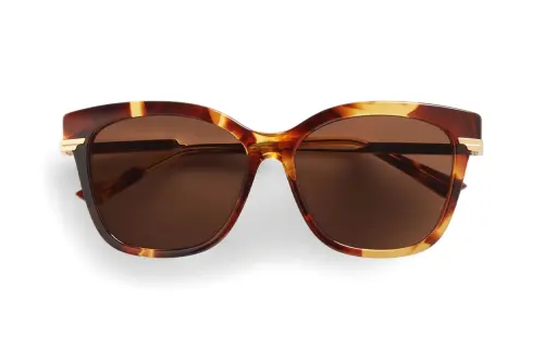 Bottega Veneta Acetate Irregular Shape Sunglasses Women's Tortoiseshell