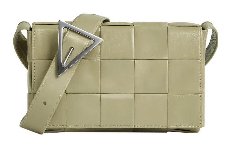 Bottega Veneta CASSETTE Cow Leather Shoulder Bag Small Men's Travertine Green