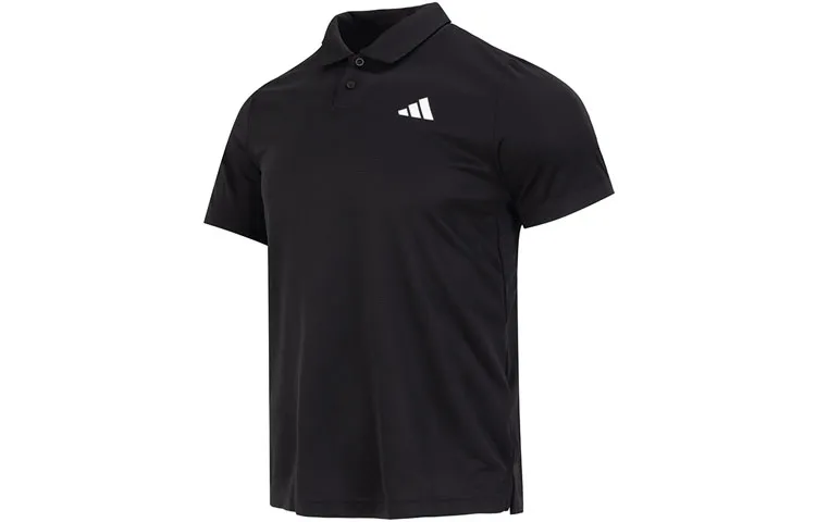 Adidas Polo Shirts Men's Black Polo Collar Moderate Straight Fit