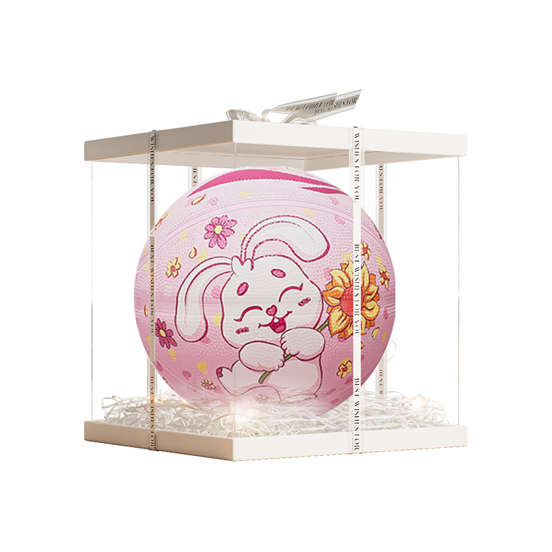 Li Ning Rubber Basketball Slip Resistant Abrasion Resistant Pink Rabbit Training Competition Unisex