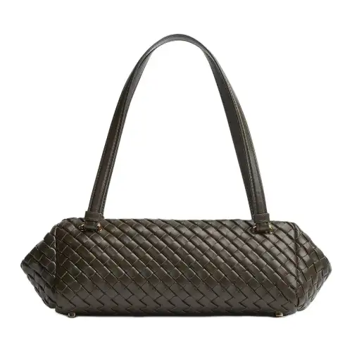 Bottega Veneta Intrecciato Leather Handbag, Shoulder Bag Women's Khaki
