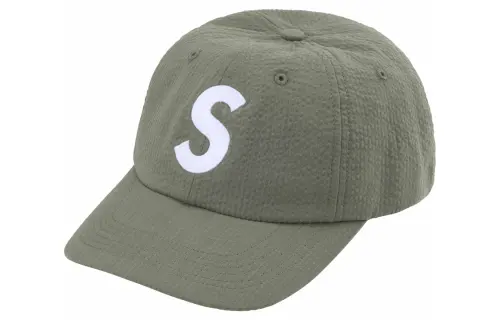 Supreme Logo embroidered Seersucker Baseball Cap