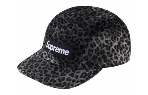 Supreme Leopard Velvet Camp Cap