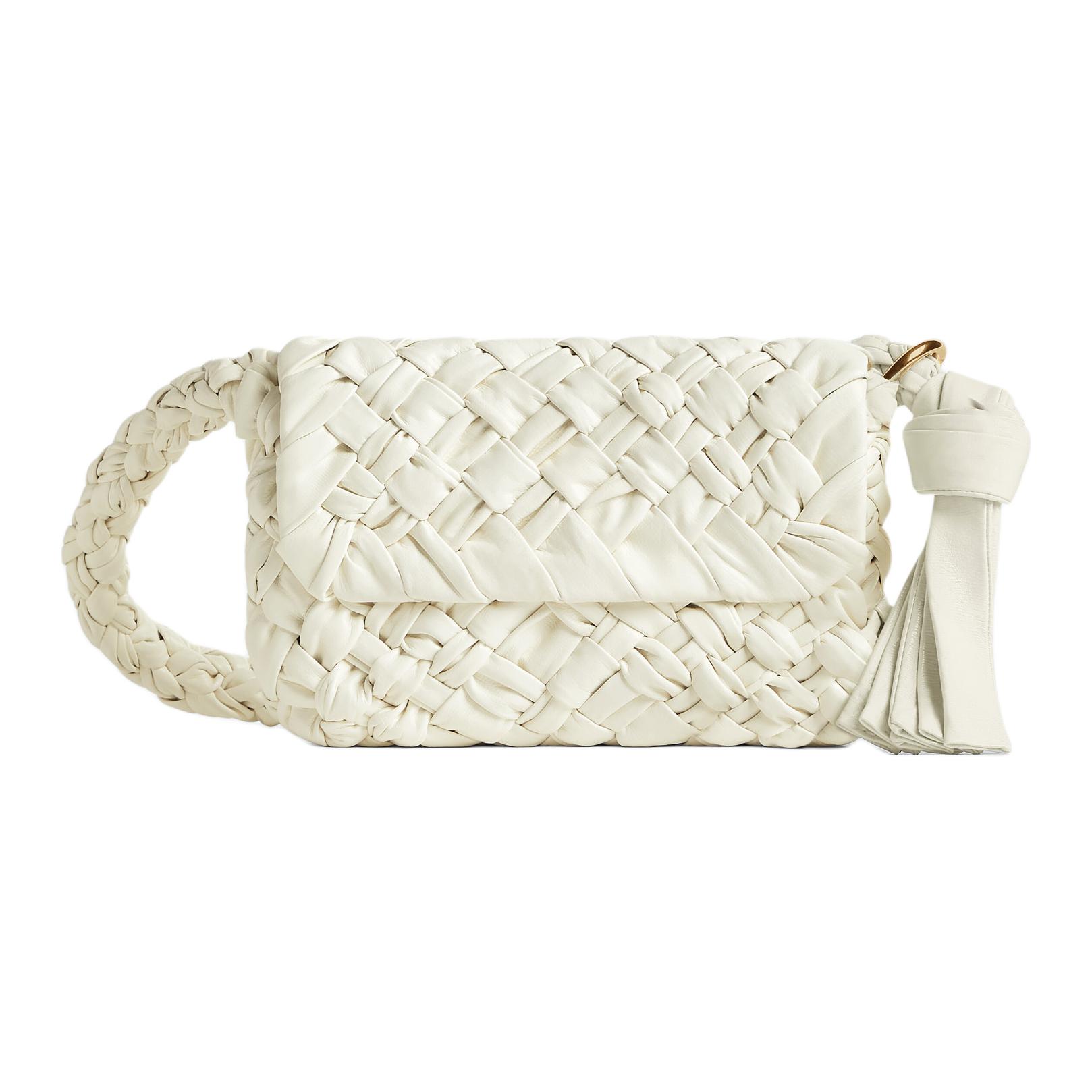 Bottega Veneta Kalimero Cow Leather Portable Crossbody Bag, Shoulder Bag Women's Bone Beige