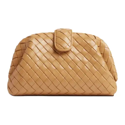 Bottega Veneta Sheepskin One Shoulder Clutch Women's Dark Nut Brown